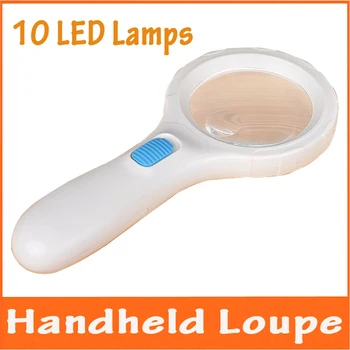 6X, 16X Belyst Plast Håndholdt Læser Avis Ældre Forstørrelse Lup med LED-Lamper til Frimærker Vurdering Glas