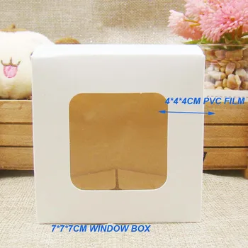 7*7*7cm 3color hvid/sort/kraft lager papir kasse med klare pvc-vindue .favoriserer display /gaver&crafts papir vindue kassen