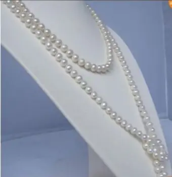 7-8mm naturlige ferskvands kulturperler hvid perle ca runde perler halskæde høj kvalitet, lang kæde kvinder diy smykker 68inch BV336