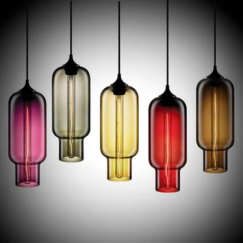 7 farve Industrielle Farverige glas kugle-led Pendel Lamper moderne e27 lys ledningen til køkken restaurant stue, en café, en bar