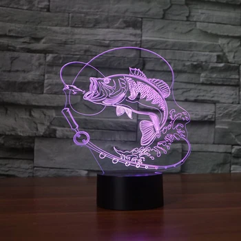 7 Farve Skiftende Fisk 3D led-Lampe USB-Beregning Tryk på Knappen bordlamper Fantastiske Gaver til Børn