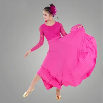7 farver big wing blå ballroom dance dress for balsal danse vals, tango spanske flamenco-kjole standard ballroom kjole