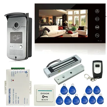 7-tommer Touch-Screen LCD Farve Video Dør Telefon Intercom-Entry System 1 Monitor+1 RFID-få Adgang til HD-Kamera+El-Magnetisk Lås