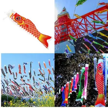 70cm Koi Nobori Japansk Stil Part Flag Farverige Karper Vind Sok Koinobori Fisk Animationsfilm Fisk Flag Kite Flag Hængende Indretning