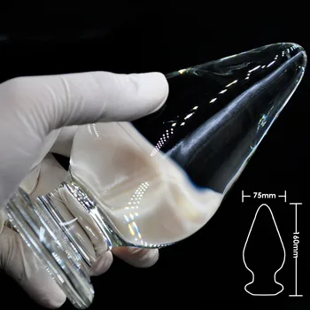 75mm størrelse pyrex glas anal butt plug enorme crystal dildo stor perle penis Voksne kvindelige onani Sex legetøj til kvinder, mænd, homoseksuelle