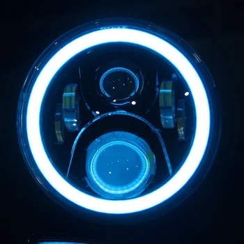 7inch 60W H4 LED-Forlygte pærer med Bluetooth Fjernbetjening Funktion for Wrangler LED Køre Lys med RGB Halo Angel Eye JK CJ LJ