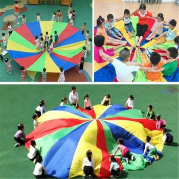 7M/8M/9/10 M Diameter Udendørs Rainbow Paraply Faldskærm Toy Hoppe-Sæk Ballute Spil For Børn
