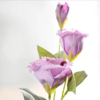 7Pcs/masse Europæiske Kunstige Blomster 3Heads Falske Eustoma Gradiflorus Lisianthus for efterår fall Wedding Hjem Dekoration kranse