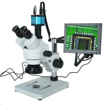 7X-45X Trinokulartubus Mikroskop Inspektion Zoom Stereo 14MP HDMI USB-Kalibrering af Kamera+144 LED Lys Ring+8 tommer HD HDMI LCD-Skærm