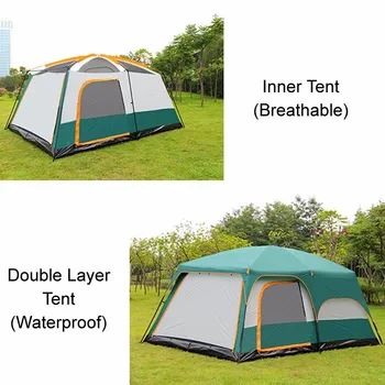 8 10 12 mand Store Camping Telt Vandtæt Familie Telte til Udendørs Dobbelt Lag Begivenhed Luksus Camping Telte
