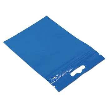8.5*13cm Blå / Klar Self Tætning Ziplock Pose Plast Lynlås til Zip-Lock Pose Pakning Part Emballage: Poly Bag-Etui Med Hænger Hul