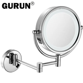 8.5 Tommer led Tændte vægbeslag Makeup spejl med 10x Forstørrelse Chrome intimbarbering makeup-spejl med lys badeværelse spejl