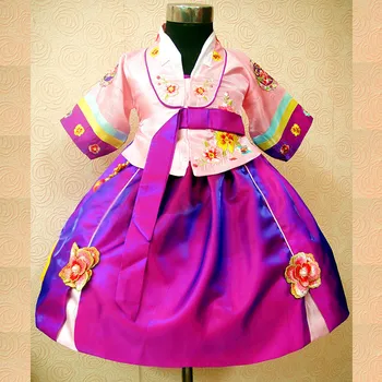 8 farver Sommer piger udsøgt traditionel koreansk prinsesse kjole børn Broderi hanbok portræt kostumer sceneoptræden
