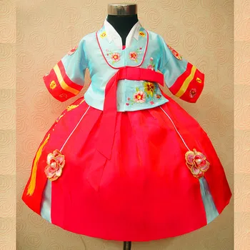 8 farver Sommer piger udsøgt traditionel koreansk prinsesse kjole børn Broderi hanbok portræt kostumer sceneoptræden
