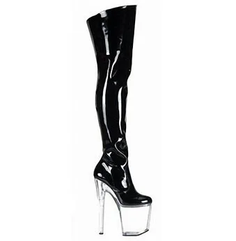8 inches af sexede kvindelige gladiatorer knæ-høje støvler, 20 cm høj hæl støvler, høje strip club platform støvler, sort, hvid