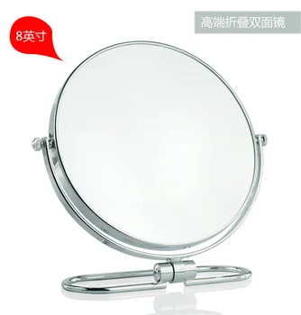 8 inches Folde desktop makeup spejl 10X forstørrelse Dobbelt side spejl metal Bærbare rejse makeup-spejl på Væggen hænger