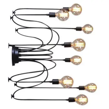 8 Lys Vintage Edison Lamp Shade Flere Justerbar DIY Loft Spider Pendel Lampe Belysning Lysekrone Moderne Chic Let Pasform