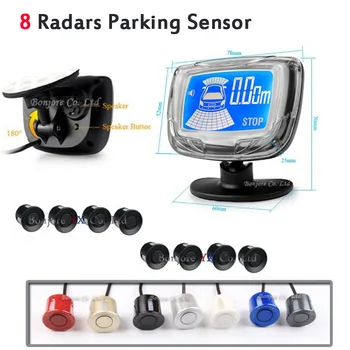 8 Parkering Sensor-og bagside sensor Parkering Sensor Kit med LCD-Skærm Bip alarm parktronic system Jalousie blind Sikker