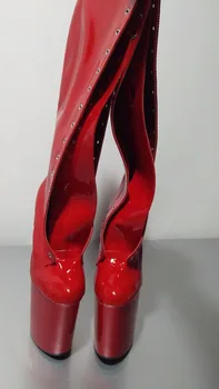 8 tommer høj hæl støvler til kvinder 20cm høj-hæle snøring model sko tå medium-ben alle-match platform støvler sexet rekvisitter sko