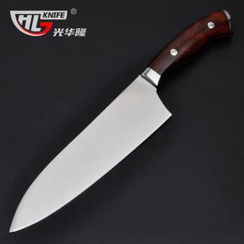8 tommer VG10 Kniv Kokkens Kniv Japansk Rustfrit Stål VG-10 Skarpe køkkenknive med Skinnende Træ håndtag gratis fragt