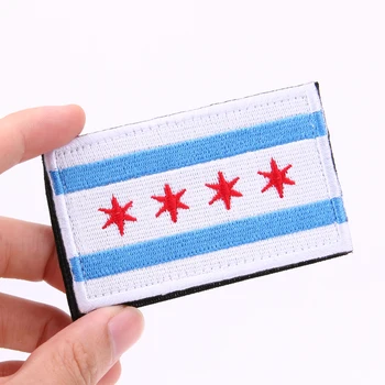 8 x 5cm Fire Stjerne Mønster Chicago Alumni Politiet Flag Patches Broderet Moral Tags Patch Armbind Badge til Hatte, Tasker Jakke