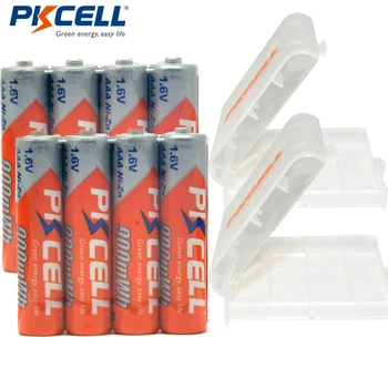 8 X PKCELL 1,6 V 900mWh Ni-Zn AAA Genopladelige Batteri Med 2 Batteri Hold Tilfælde Box