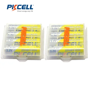 8 X PKCELL Batteri AA Baterias NI-MH 2A 2000mAh 1,2 V NIMH AA Genopladelige Batteri Batterier Batería Baterias+ 2stk Batteri Kasser