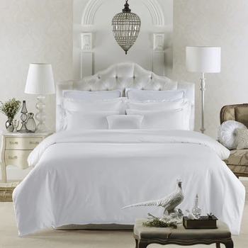 80'ERNE Egyptisk bomuld satin hvid luksus hotel Sengetøj Sæt dronning king size blød silke følelse sengelinned ark sæt dynebetræk