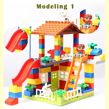 89pcs DIY Farverige City House Taget Stor Partikel byggesten Slot Pædagogisk Legetøj For Børn Kompatibel legoe duplo slide