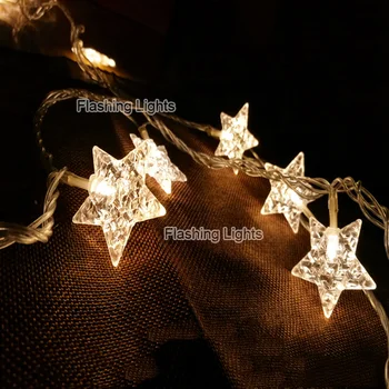 8M 50 LED Batteri Fem takkede Stjerne julelys udendørs eventyr, string lys til bryllup nye år Xmas Guirlander dekoration