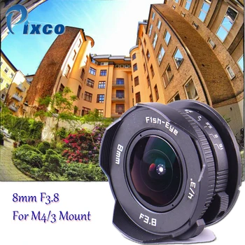 8mm F3.8 fisheye-Linse, C-mount-objektiver Vidvinkel Fisk-øje For Micro Four Thirds Kamera M43 for LUMIX GX8 GX85 G7 E-M5 E-M10II E-PL8
