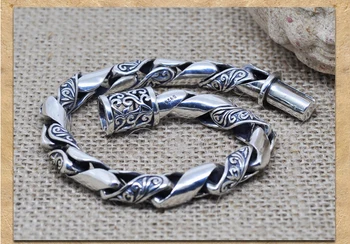 8MM Ægte, Ren 925 Sterling Sølv Armbånd til Kvinder, Mænd Fine Smykker, Vintage S925 Solid Thai Sølv Kæde Armbånd HB15