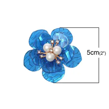 8SEASONS Akryl Dekorationer Resultater Blomst Tilfældigt Indlagt Akryl Imiteret Perle Klare Rhinestone 50mmx50mm,1 Stykke
