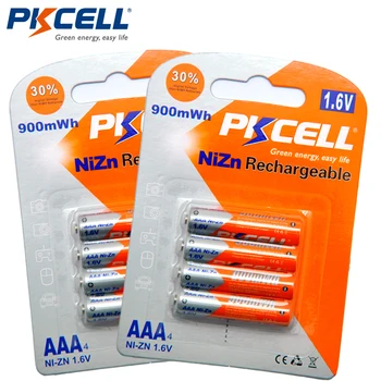 8stk/2card PKCELL Batteri NIZN 1,6 V AAA 900mWh Ni-ZN Genopladeligt Batteri 3A Batería Baterias