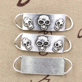 8stk Charms skelet hoved skalle 40*12mm Antik Sølv Belagt Vedhæng Gør DIY Håndlavede Tibetanske Sølv Smykker