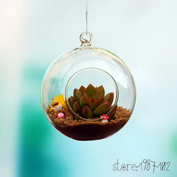 8stk DIA 8 CM hængning runde glas-luft anlæg terrarier boble krystalkugler blomst verden vase til bryllup dekorationer loft