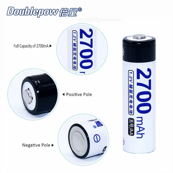 8stk/Masse Doublepow DP-AA2700mAh 1,2 V Ni-MH-Batteri i den Faktiske Høj Kapacitet 2700mA Batteri Celle GRATIS FRAGT