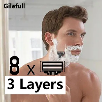 8stk/meget Høj kvalitet Barberblade til Mænd ansigtspleje,3 lag Intimbarbering Barberblad, der Passer Til Gillettee Mach3 Håndtag