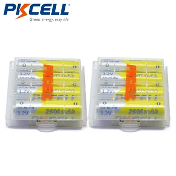 8stk PKCELL Batteri NIMH AA-2600Mah 1,2 V 2A Ni-Mh-Batterier (AA Batería Baterias + 2stk Batteriet Holde Tilfælde Kasser