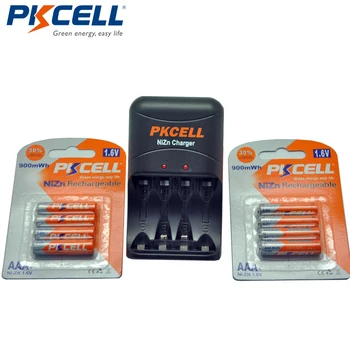 8stk PKCELL NIZN 1,6 V AAA 900mWh Ni-ZN Genopladeligt Batteri 3A Batería Baterias + NiZn AA/AAA-Batteri Oplader