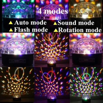 9 Farve Disco Kugle Part Lys LED DJ Lys Bluetooth Højttaler Strobe Roterende projektor, Lyd Aktiveres med Fjernbetjeningen og Udisk