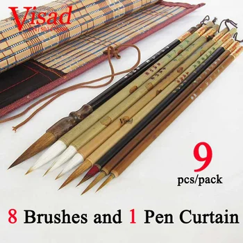 9 stk/pakke Kinesisk Maleri Pensel, Pen Sæt Maleri Forsyninger Akvarel Børste Stille med pen gardin