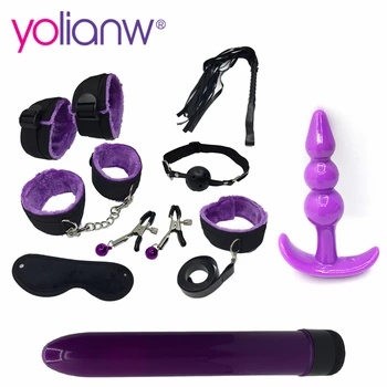 9 Stk/Sæt Bundet med Vibrator Sex Legetøj til Par Nylon Nippel Klemmer Håndjern Eye Mask Erotisk Legetøj til bdsm kvinder