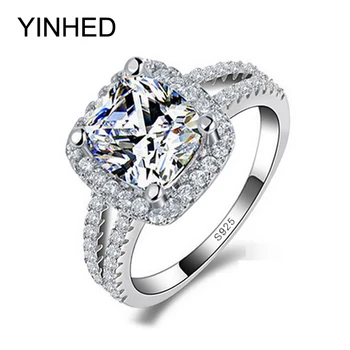 90% Off !!! YINHED 2 Bands vielsesringe for Kvinder 4 Carat CZ Diamant Engagement Ring 925 Sterling Sølv Smykker ZR119