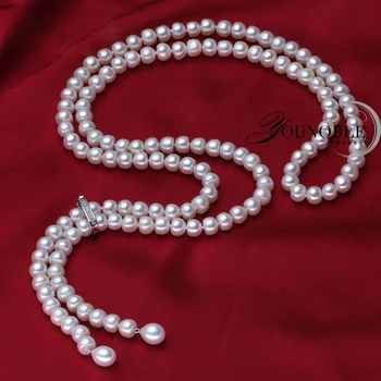 900mm lange perle halskæde kvinder bryllup real Ferskvand,925 sølv naturlige brude hvid perle halskæder mor for piger smykker