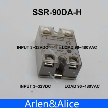 90DA Høj spænding type SSR-input 3-32V DC belastning 90-480V AC enfaset AC solid state relæ