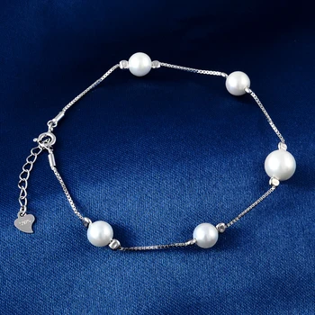 925 Sterling Sølv Armbånd Naturlige Ferskvands Perle Armbånd Kvinde Smykker Armbånd