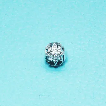 925 Sterling Sølv Blomst Gennembrudt Bold Charme Passer Oprindelige Pandora Armbånd Klart Zircon DIY Smykker at Gøre Perle Berloque