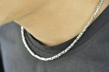 925 sterling sølv mænd er langt, tykt, cross link kæde halskæde retro mode thai sølv smykker (HY)