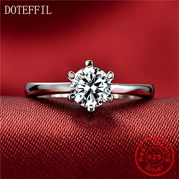 925 Sterling Sølv Ring Classic Fashion Indlagt AAA Crystal Zircon Kvinde Ring Charme Luksus Sølv Kvindelige Smykker